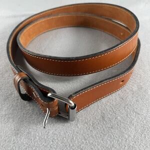 Hanks “The Gunner” Stitched Leather Belt Sz 56 Brown Full Grain USA Heavy Duty